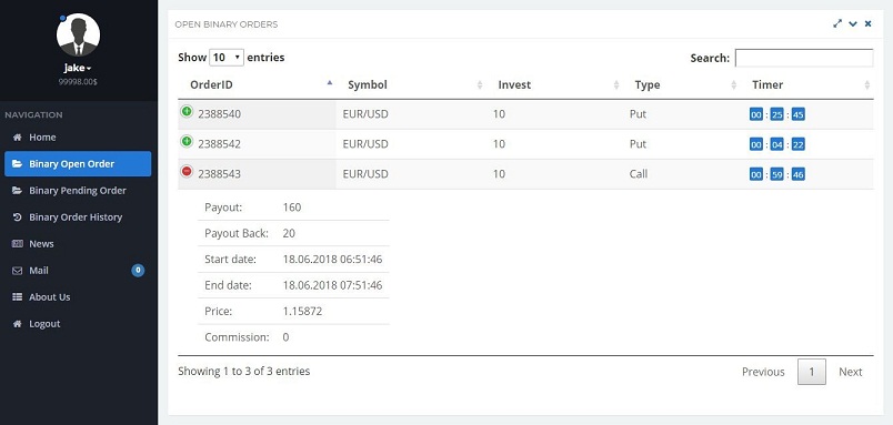Binary Open Orders